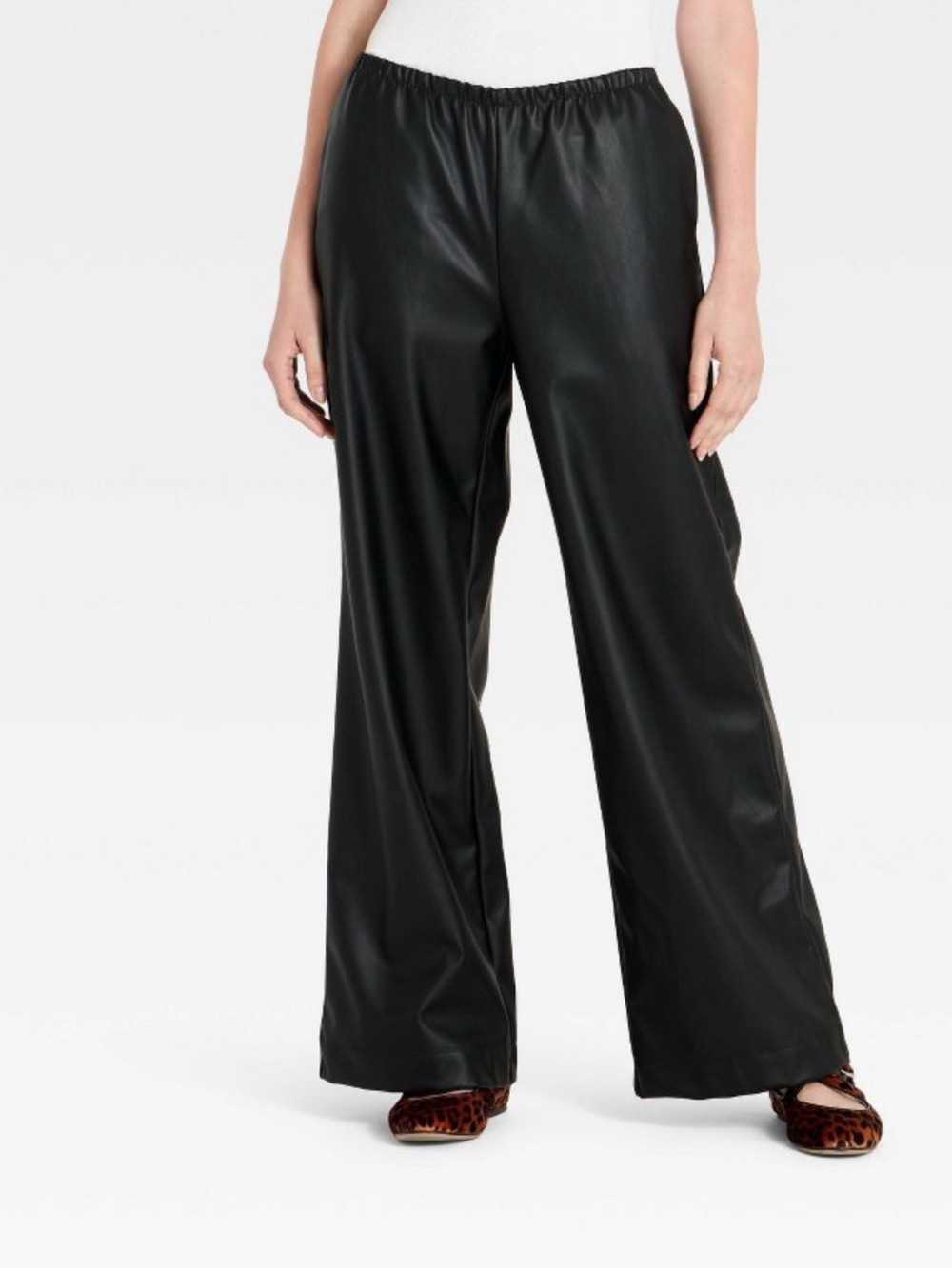 🎉NWT🎉 a new day Black Faux Leather Wide-Leg Pants